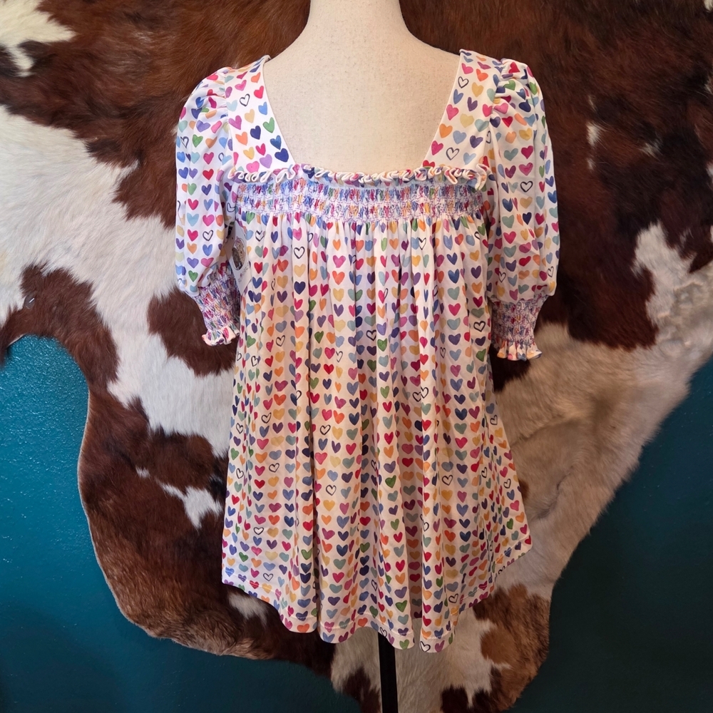 Colorful Heart Print Girls Dress - Picture 6 of 8